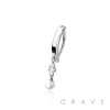 316L SURGICAL STEEL SYNTHETIC PEARL TEARDROP CZ RAIL CLICKER BELLY RING