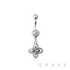 316L SURGICAL STEEL CLOVER DANGLE BELLY BUTTON NAVEL RING 