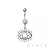 316L SURGICAL STEEL THE EYE CZ DANGLE BELLY BUTTON NAVEL RING 