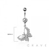 316L SURGICAL STEEL SYNTHETIC OPAL BUTTERFLY MULTI CZ DANGLE BELLY BUTTON NAVEL RING 