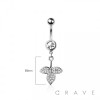316L SURGICAL STEEL MULTI CZ LEAF OF LIFE DANGLE BELLY BUTTON NAVEL RING 