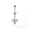 316L SURGICAL STEEL MULTI CZ LEAF OF LIFE DANGLE BELLY BUTTON NAVEL RING 