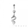 316L SURGICAL STEEL MULTI CZ DRAGON DANGLE BELLY BUTTON NAVEL RING 