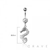 316L SURGICAL STEEL MULTI CZ DRAGON DANGLE BELLY BUTTON NAVEL RING 