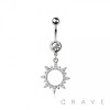 316L SURGICAL STEEL MULTI CZ SHINING SUN DANGLE BELLY BUTTON NAVEL RING 