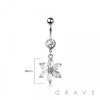 316L SURGICAL STEEL MULTI CZ 6 PETALS FLOWER DANGLE BELLY BUTTON NAVEL RING 