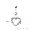 316L SURGICAL STEEL MULTI CZ HEART WREATH DANGLE BELLY BUTTON NAVEL RING 