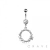 316L SURGICAL STEEL MULTI CZ WREATH DANGLE BELLY BUTTON NAVEL RING 