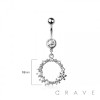 316L SURGICAL STEEL MULTI CZ WREATH DANGLE BELLY BUTTON NAVEL RING 