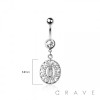 316L SURGICAL STEEL INNER MULTI CZ LADY OF GUADALUPE DANGLE BELLY BUTTON NAVEL RING 