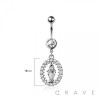 316L SURGICAL STEEL MULTI OUTER CZ LADY OF GUADALUPE DANGLE BELLY BUTTON NAVEL RING 