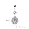 316L SURGICAL STEEL MULTI CZ  LADY OF GUADALUPE MEDALLION DANGLE BELLY BUTTON NAVEL RING 