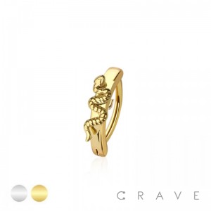316L SURGICAL STEEL BURSNISH SNAKE RAIL CLICKER BELLY RING