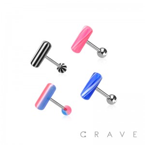 MARBLE SWIRL PILL 316L SURGICAL STEEL TONGUE BARBELL