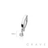 316L SURGICAL STEEL TEARDROP CZ RAIL CLICKER BELLY RING