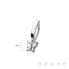 316L SURGICAL STEEL BUTTERFLY CZ RAIL CLICKER BELLY RING