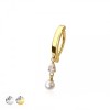 316L SURGICAL STEEL SYNTHETIC PEARL TEARDROP CZ RAIL CLICKER BELLY RING