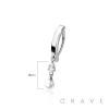 316L SURGICAL STEEL SYNTHETIC PEARL TEARDROP CZ RAIL CLICKER BELLY RING