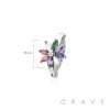 316L SURGICAL STEEL MULTICOLOR FLOWER CZ RAIL CLICKER BELLY RING