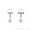 INTERNALLY THREADED DAINTY SUPER TINY LINED BEAD TINY BALL TOP 316L SURGICAL STEEL LABRET STUD