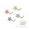 12PCS OF CZ PRONG FLOWER 316L SURGICAL STEEL L SHAPE NOSE BOX