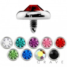 316L SURGICAL STEEL INTERNALLY THREADED DERMAL ANCHOR TOP WITH PRESS FITTED GEM FLAT BOTTOM DOME(TOP PART ONLY)