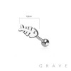 FISH BONE 316L SURGICAL STEEL TONGUE BARBELL