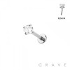 316L SURGICAL STEEL CZ PRONG SET PUSH IN THREADLESS LABRET SET