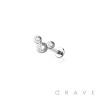 TRIPLE BEZEL CZ TOP THREADLESS (PUSH IN) 316L SURGICAL STEEL LABRET SET