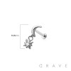 MOON DANGLE CZ STAR TOP THREADLESS (PUSH IN) 316L SURGICAL STEEL LABRET SET