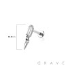 CONE SPIKE DANGLE CZ BAGUETTE TOP THREADLESS (PUSH IN) 316L SURGICAL STEEL LABRET SET