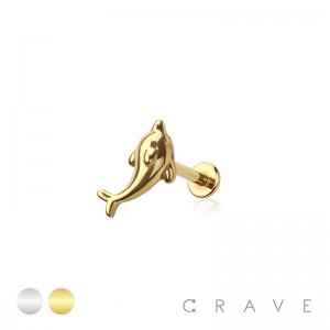 DOLPHIN TOP THREADLESS (PUSH IN) 316L SURGICAL STEEL LABRET SET