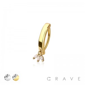 316L SURGICAL STEEL MULTI CZ MARQUISE FAN REVERSE RAIL CLICKER BELLY RING