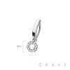 316L SURGICAL STEEL MULTI CZ HOLLOW HOOP RAIL CLICKER BELLY RING