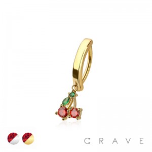 316L SURGICAL STEEL MULTI CZ CHERRY RAIL CLICKER BELLY RING