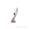 316L SURGICAL STEEL MULTI CZ CHERRY RAIL CLICKER BELLY RING