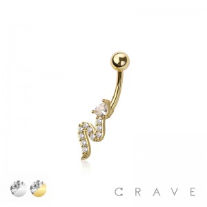 316L SURGICAL STEEL MULTI CZ NON DANGLE BELLY BUTTON NAVEL RING 