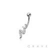 316L SURGICAL STEEL MULTI CZ DANGLE BELLY BUTTON NAVEL RING 