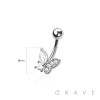 316L SURGICAL STEEL MULTI CZ BUTTERLFY NON DANGLE BELLY BUTTON NAVEL RING 