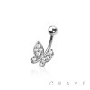 316L SURGICAL STEEL MULTI CZ BUTTERLFY BELLY BUTTON NAVEL RING 