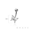 316L SURGICAL STEEL MULTI CZ BUTTERLFY NON DANGLE BELLY BUTTON NAVEL RING 