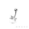 316L SURGICAL STEEL BAGUETTE CZ NON DANGLE BELLY BUTTON NAVEL RING 