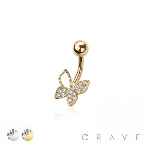316L SURGICAL STEEL MULTI CZ BUTTERFLY NON DANGLE BELLY BUTTON NAVEL RING 