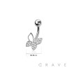316L SURGICAL STEEL MULTI CZ BUTTERFLY NON DANGLE BELLY BUTTON NAVEL RING 