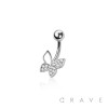 316L SURGICAL STEEL MULTI CZ BUTTERFLY BELLY BUTTON NAVEL RING 