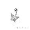 316L SURGICAL STEEL MULTI CZ DOUBLE BUTTERFLY NON DANGLE BELLY BUTTON NAVEL RING 