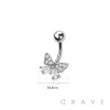 316L SURGICAL STEEL MULTI CZ BUTTERFLY NON DANGLE BELLY BUTTON NAVEL RING 