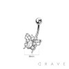 316L SURGICAL STEEL MULTI CZ BUTTERFLY NON DANGLE BELLY BUTTON NAVEL RING 