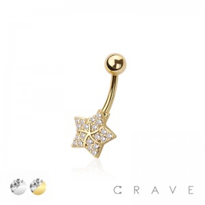 316L SURGICAL STEEL MULTI CZ STAR NON DANGLE BELLY BUTTON NAVEL RING 