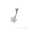 316L SURGICAL STEEL MULTI CZ STAR BELLY BUTTON NAVEL RING 